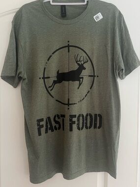 Amazon Olive Green Graphic Tee with Black Deer Target